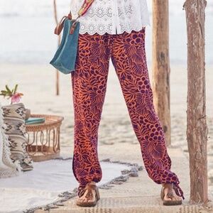 NWOT | SUNDANCE Reversible Tropical Floral Drawstring Viscose Pants, Size XL